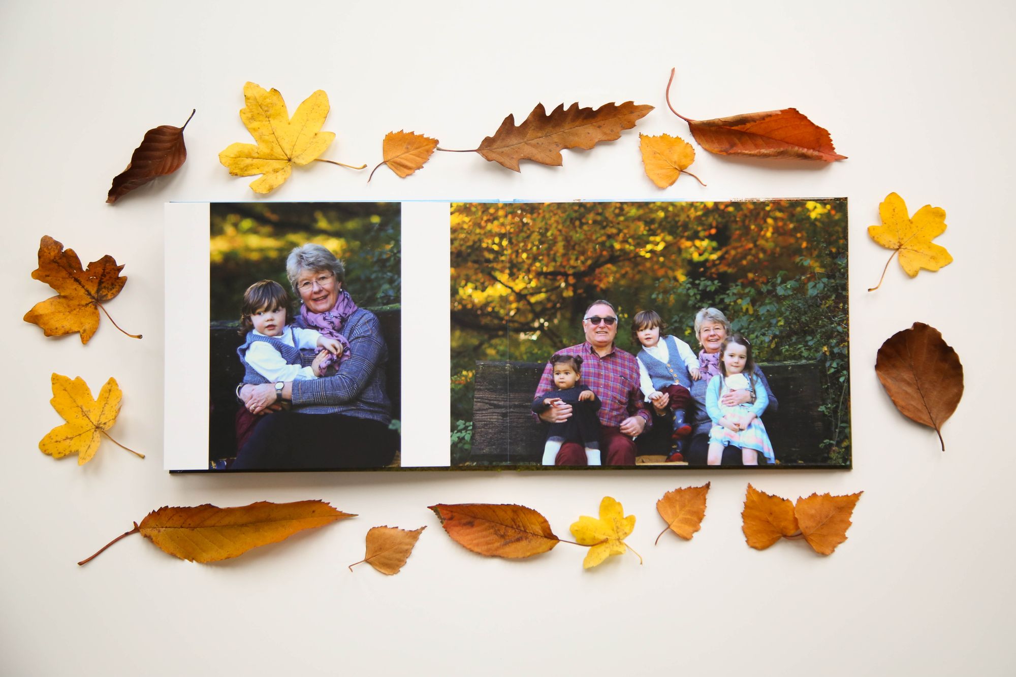Bespoke photo album from an autumn family photo shoot by Tanya Aldcroft Photography