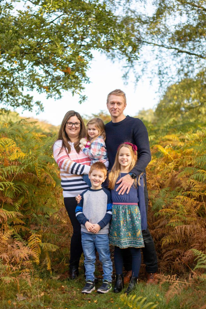 Family at an autumn photo shoot in Ashridge, near Berkhamsted, Hertfordshire