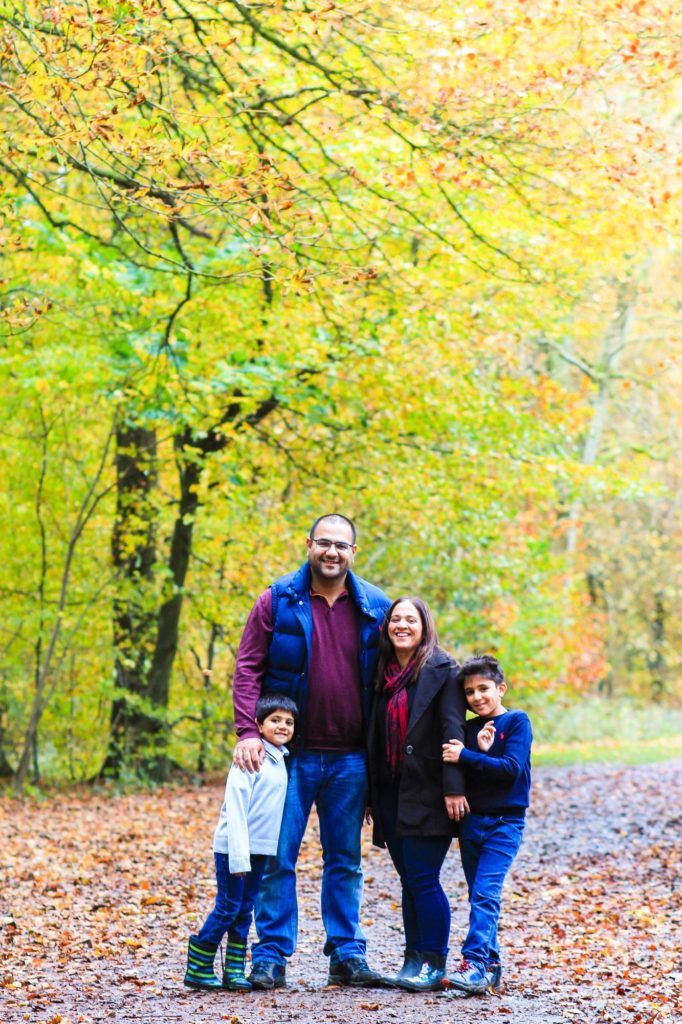 Family with two boys in Wendover Woods in autumn by Tanya Aldcroft Photography