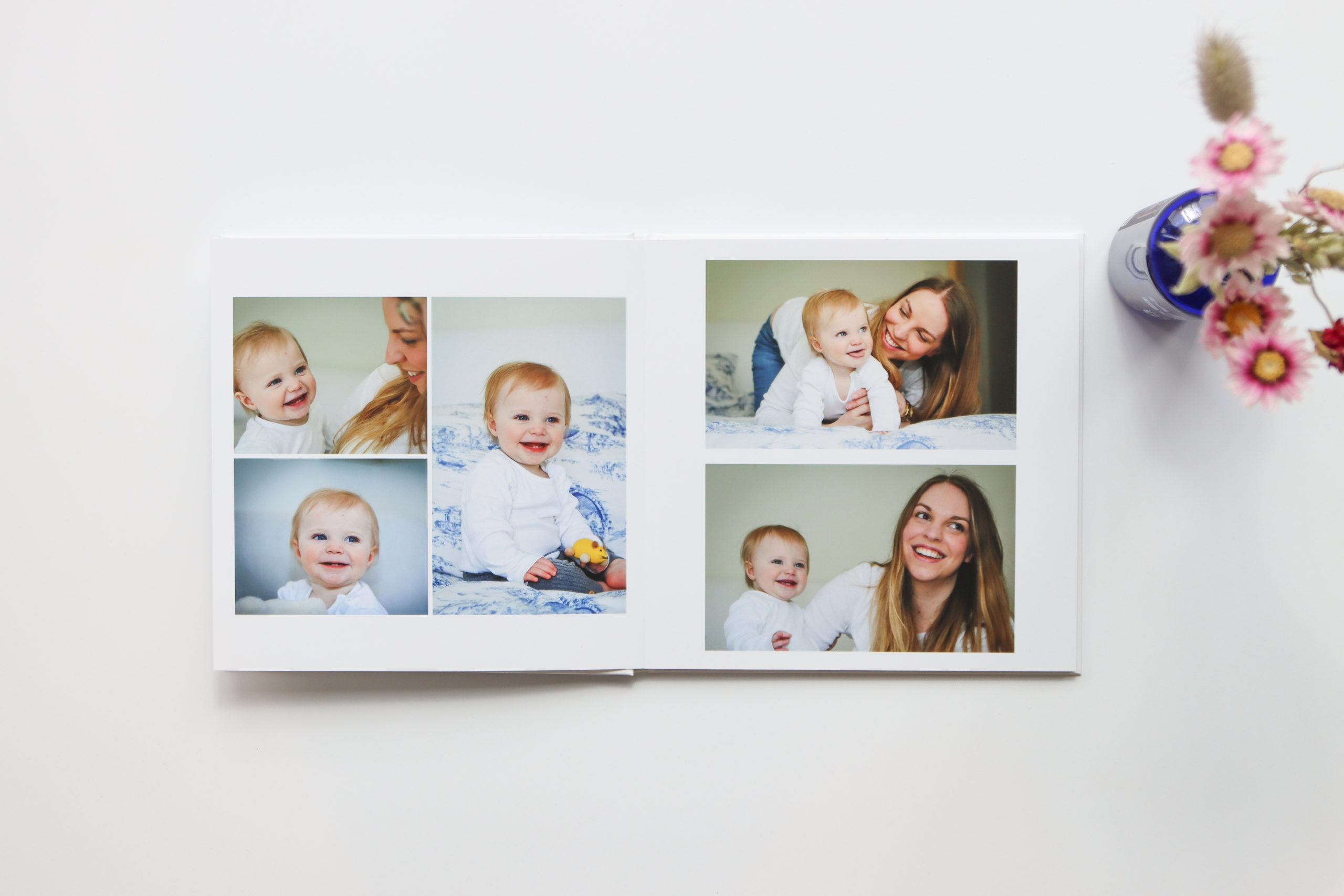 Photo of bespoke photo album from a family photo shoot at home by Tanya Aldcroft Photography
