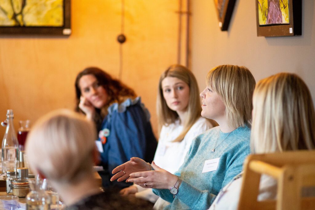 Female business owners at an event for International Women's Day in Berkhamsted, Hertfordshire